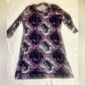 Paisley Print Black, White and Purple Dress.
